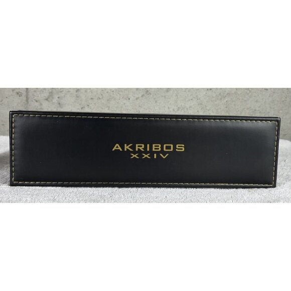Akribos XXIV Men’s Retro Black Dial Watch w/ Date Window Leather Strap AK715SSB - Picture 15 of 16